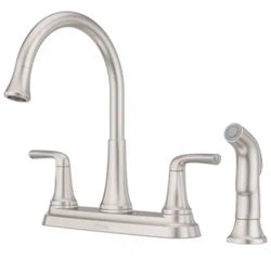 Pfister Ladera Double Handle Deck Mount Standard Kitchen Faucet with Optional Side Sprayer in Spot D