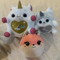 Set Of 3 Squishmellows: 2 Rainbocorns & 1 Squishmellow 