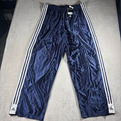 VTG Adidas Pants Men's 2XL Blue Shiny Dazzle Snap Tear Away Baggy Y2K NWT #773