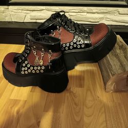 Black & Red Platform Ankle Boots