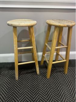 Two Wood Bar Stools