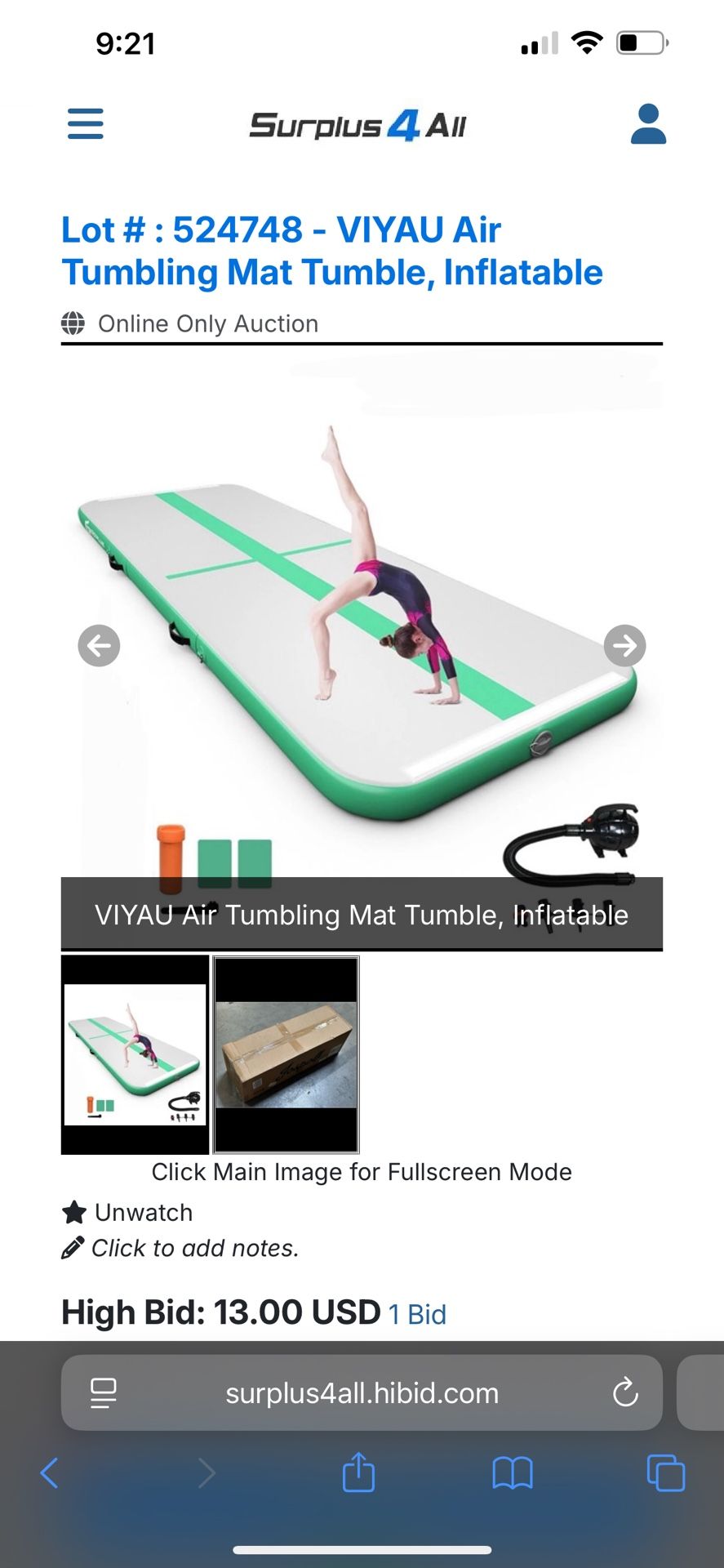 Gymnastics Air mattress With Pump Retail $130