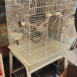 Rolling Bird Cage With Toys