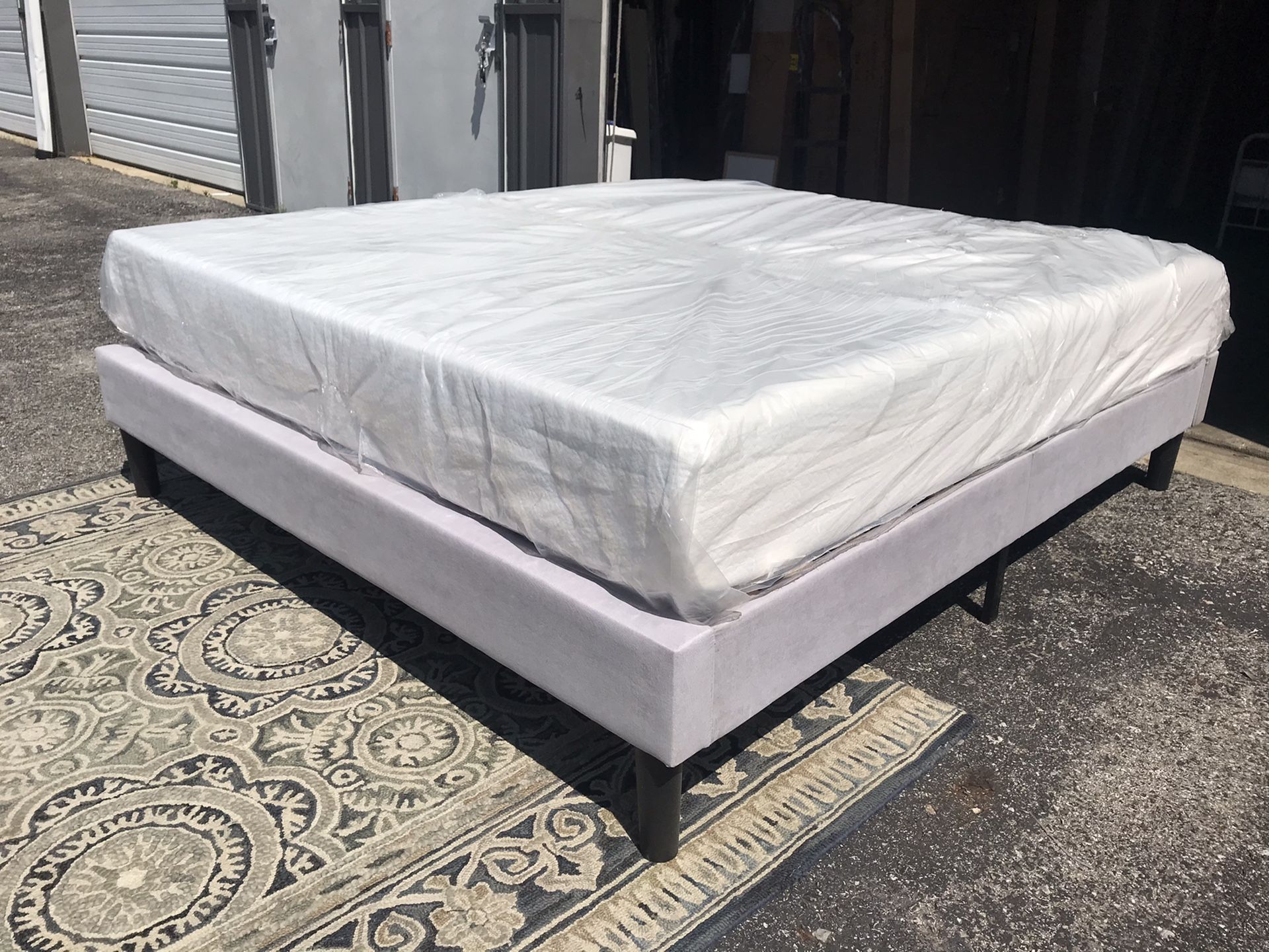 New a King size platform bed frame and memory foam mattress