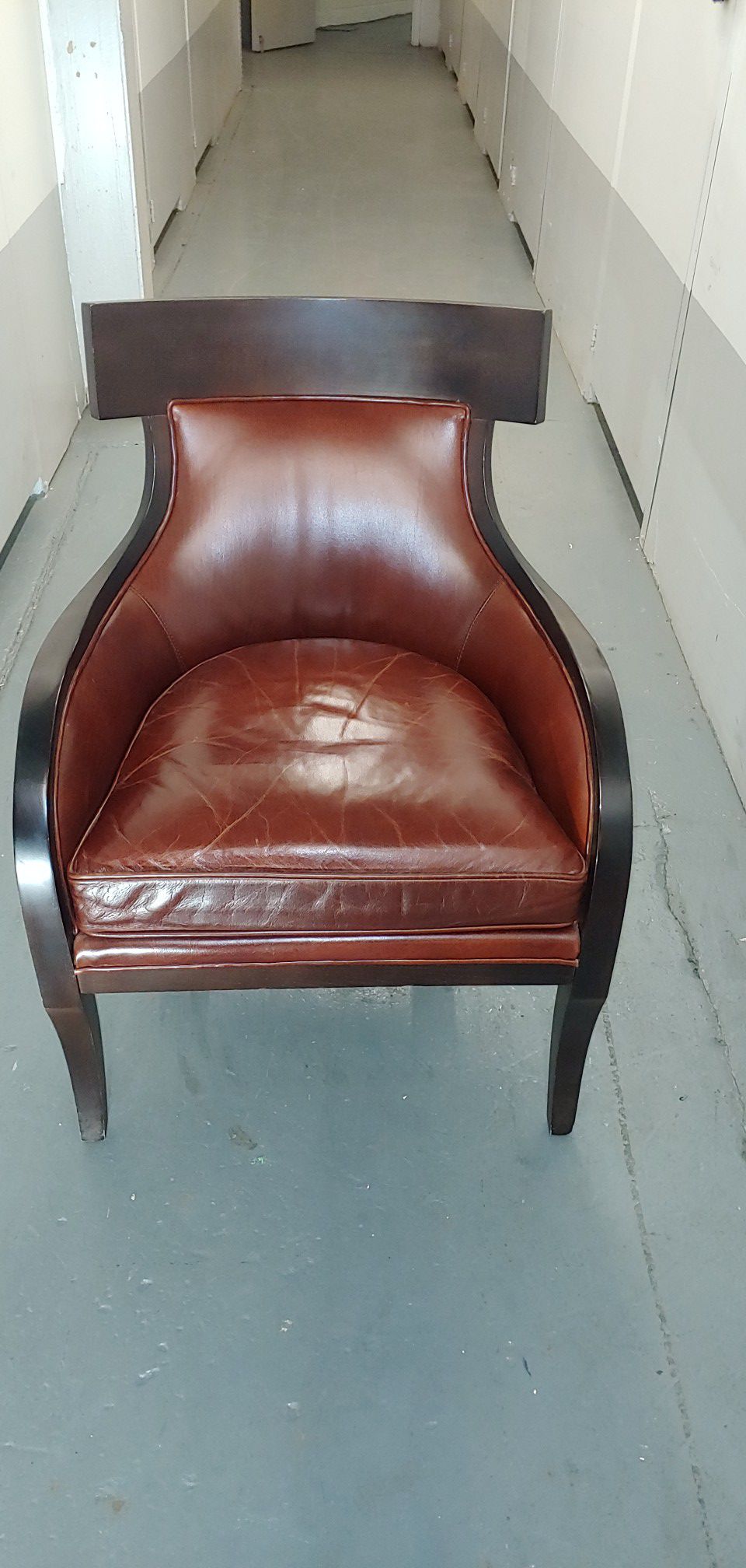 Crate & Barrel wood and leather guest chair Style 0534 -CALB $75 obo