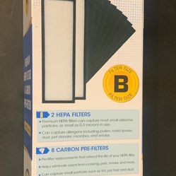 VEVA PREMIUM ADVANCED FILTERS SIZE B 2 HEPA FILTER + 8 CARBON PRE-FILTERS