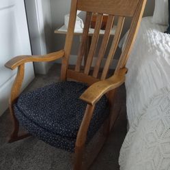 True antique solid oak rocking chair 