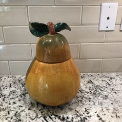 Vintage Sonoma hand-painted pear ceramic cookie jar