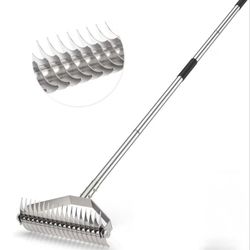 Lawns,15-Inch Thatching Rake, All Stainless Steel 
