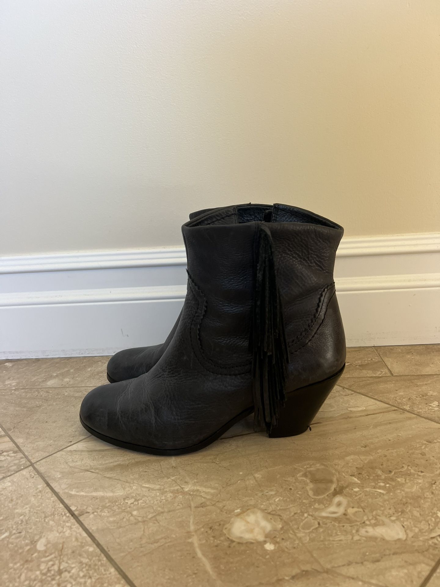Sam Edelman Fringe Ankle Cowboy Boots 