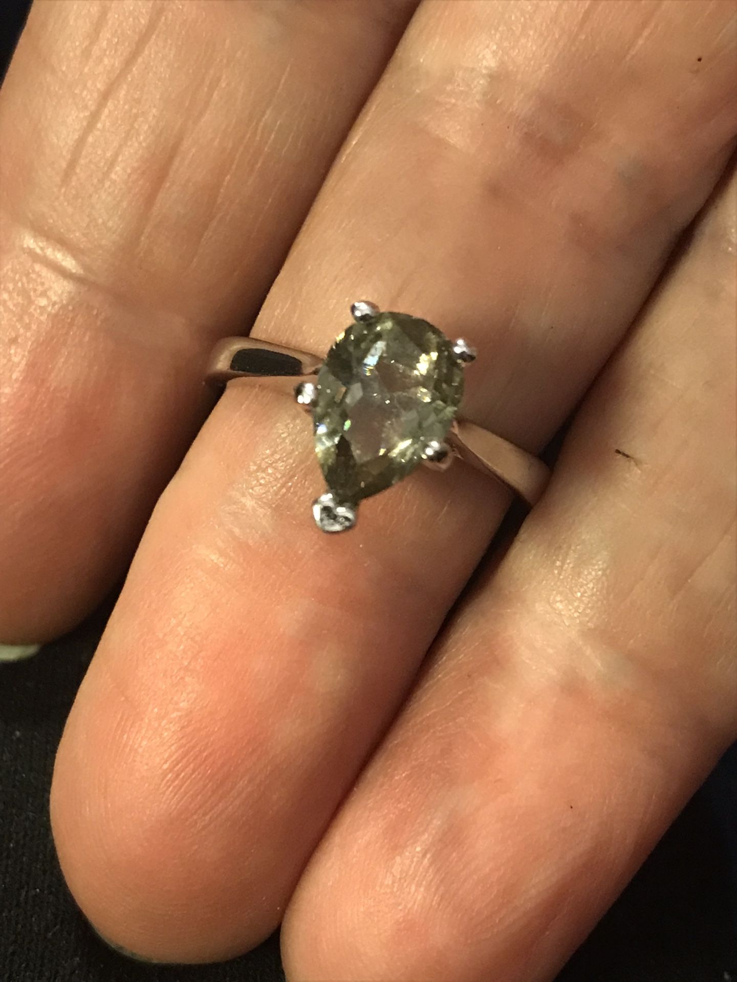 18k Gold Over Silver Green Amethyst SZ.8