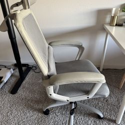 Grey Desk Chair With Lumbar Massage + Headrest | Good Condition 