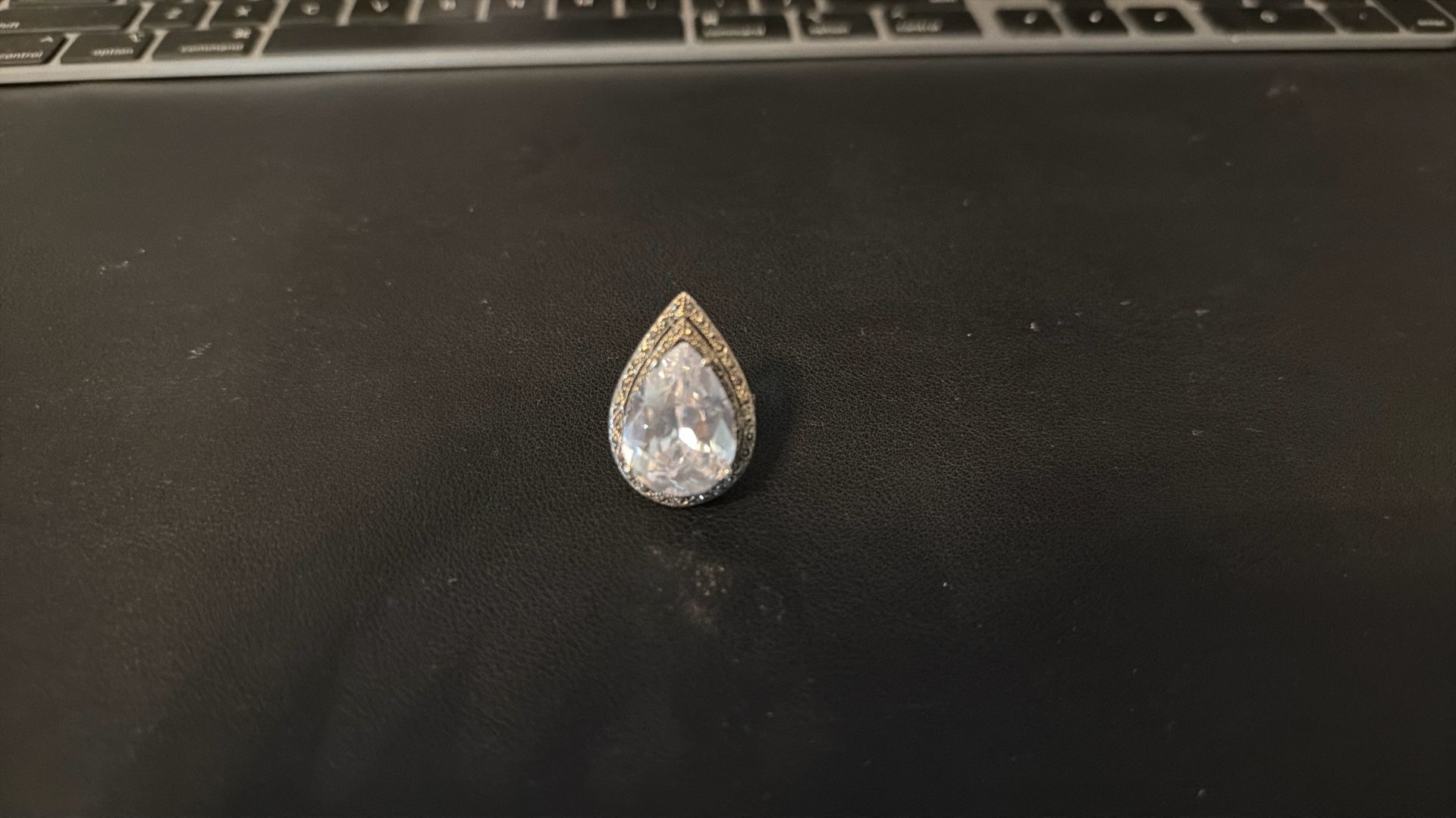 Antique Silver Ring With Big Diamond