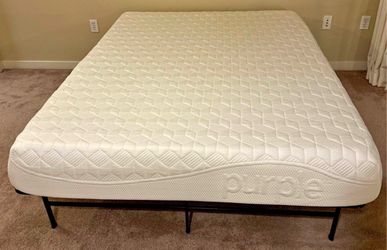 Queen Size Purple Mattress with Platform Bed Frame