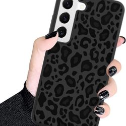 Bonoma Case Compatible with Galaxy S23 5G,Black Leopard Design,Tire Texture Non-Slip +Shockproof Rugged TPU Protective Case for Samsung Galaxy S23 5G
