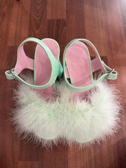 90’s Mint Feathered Front Platform