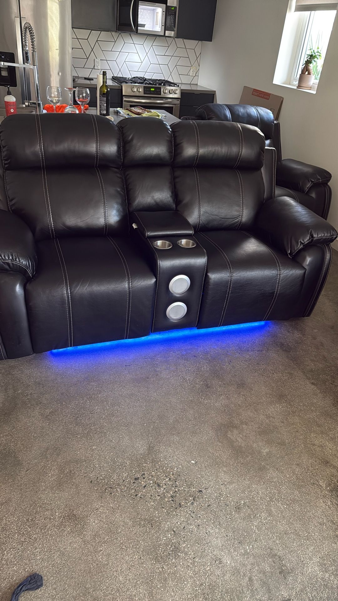 Full Leather Couch Set