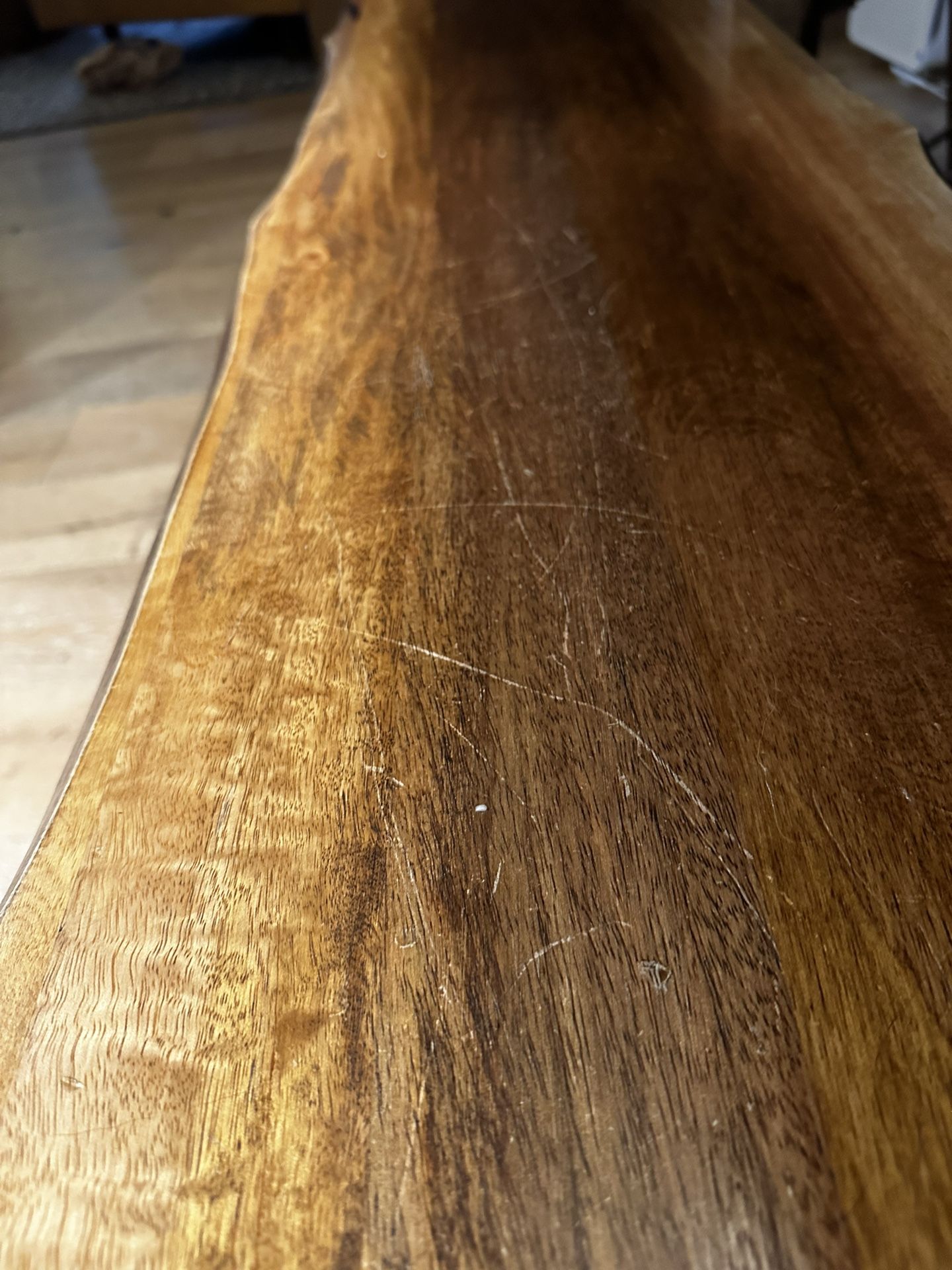 World Market Live Edge Wood Dining Table And Bench(Black Chairs Not