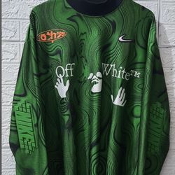Men’s size medium Nike X Off White All over print jersey AOP Kelly green shirt M Fashion Streetwear Hype Rare Cdg Assc Cpfm Fog Supreme Dunk Force Air