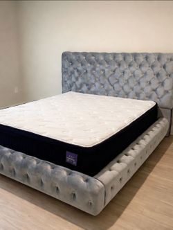 🔥 Brand New Luxury Tufted Upholstered Platform King & Queen Size Bed Frame - Mattress | Pickup & Delivery 🚚