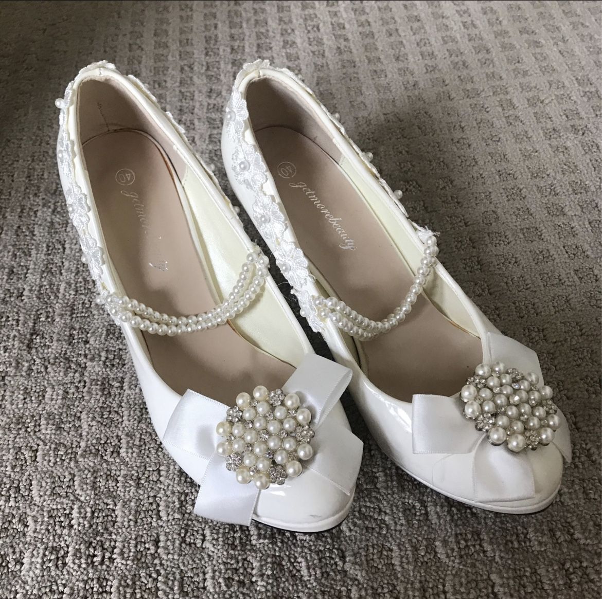Cream colored wedding shoes