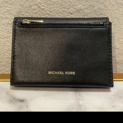 Michael Kors Black Leather Cece Wallet Gold Hardware
