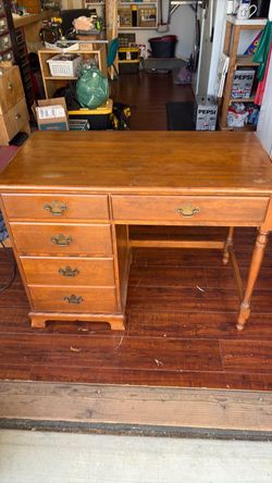 Wood Writing Desk with Drawers