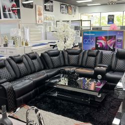 Power Recliner, Power Headrest, Bluetooth Speaker, LED Lights, Wireless Charging 