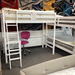 Twin Wood Left Bed With Table $199