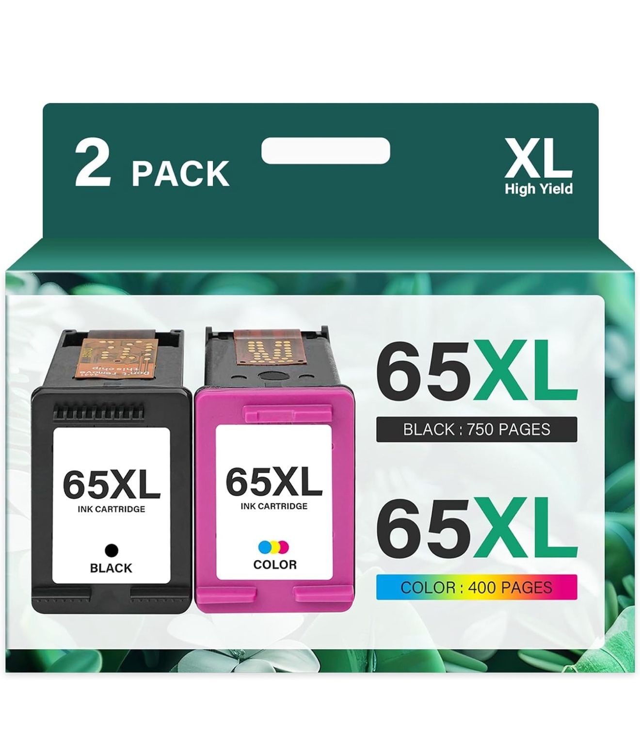 65XL 65 Ink Cartridges Black and Color Combo Pack Remanufactured Replacement for HP65 XL Black/Color for HP Envy 5055 5052 5000 DeskJet 3 3700