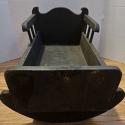 Vintage Antique Baby Cradle  Wooden Doll Rocker
