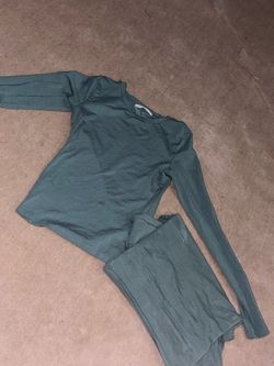 Fitted Teal Long Sleeve Top and Short sleeve Set
