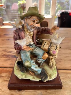 Vintage Japanese Figurine of Man with Birds