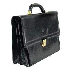 VALENTINA IN PELLE Briefcase Black Cowhide Attache Lawyer Bag Italy