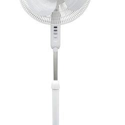 Impress 16-Inch Oscillating Stand Fan, 3-Speeds, Adjustable Height, Tilting Head, Whisper Quiet Operation (White)