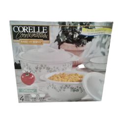 Corelle Coordinates Callaway 1.5 & 2.5 Qt Bake and Serve Covered Casserole Dish 
