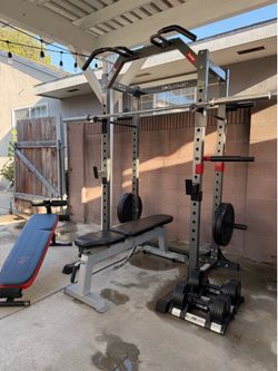 Complete Home Gym – Power Rack, Adjustable Dumbbells, Olympic Barbell & Benches