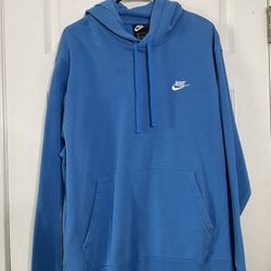 Nike XL Blue Sportswear Club Fleece Pull Over Hoodie 