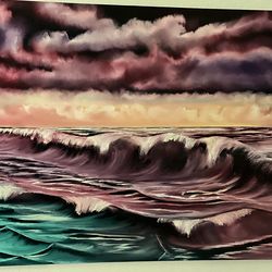 Pink neon ocean - wall decor