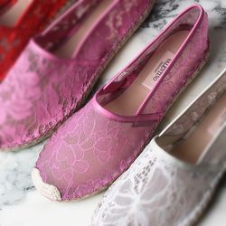 Valentino lace and leather espadrille flats size 36 NEW