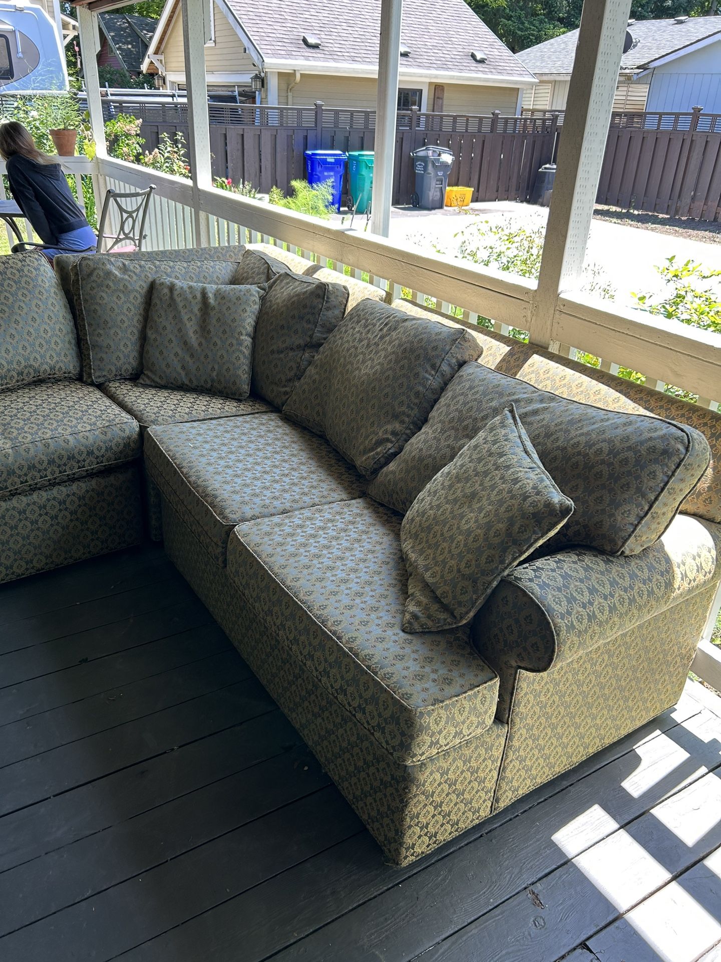 Sectional green victorian couch