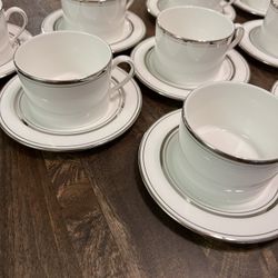 Lenox And Kate Spade Library Lane Platinum Can Coffee Tea Cups And Saucers