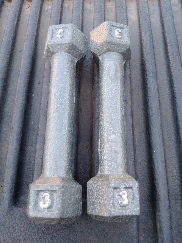 Pair Of 3 Lb Iron Hex Dumbbells 6 Lb Total Weight Many Pairs Available