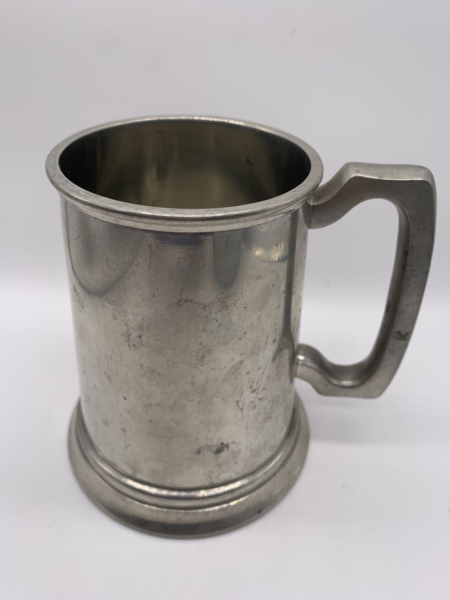 Vintage Pewter and Glass Button Mug. Made In England