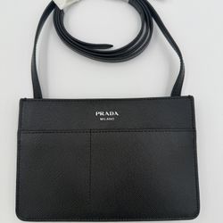 Auth Black Prada Crossbody cellphone bag