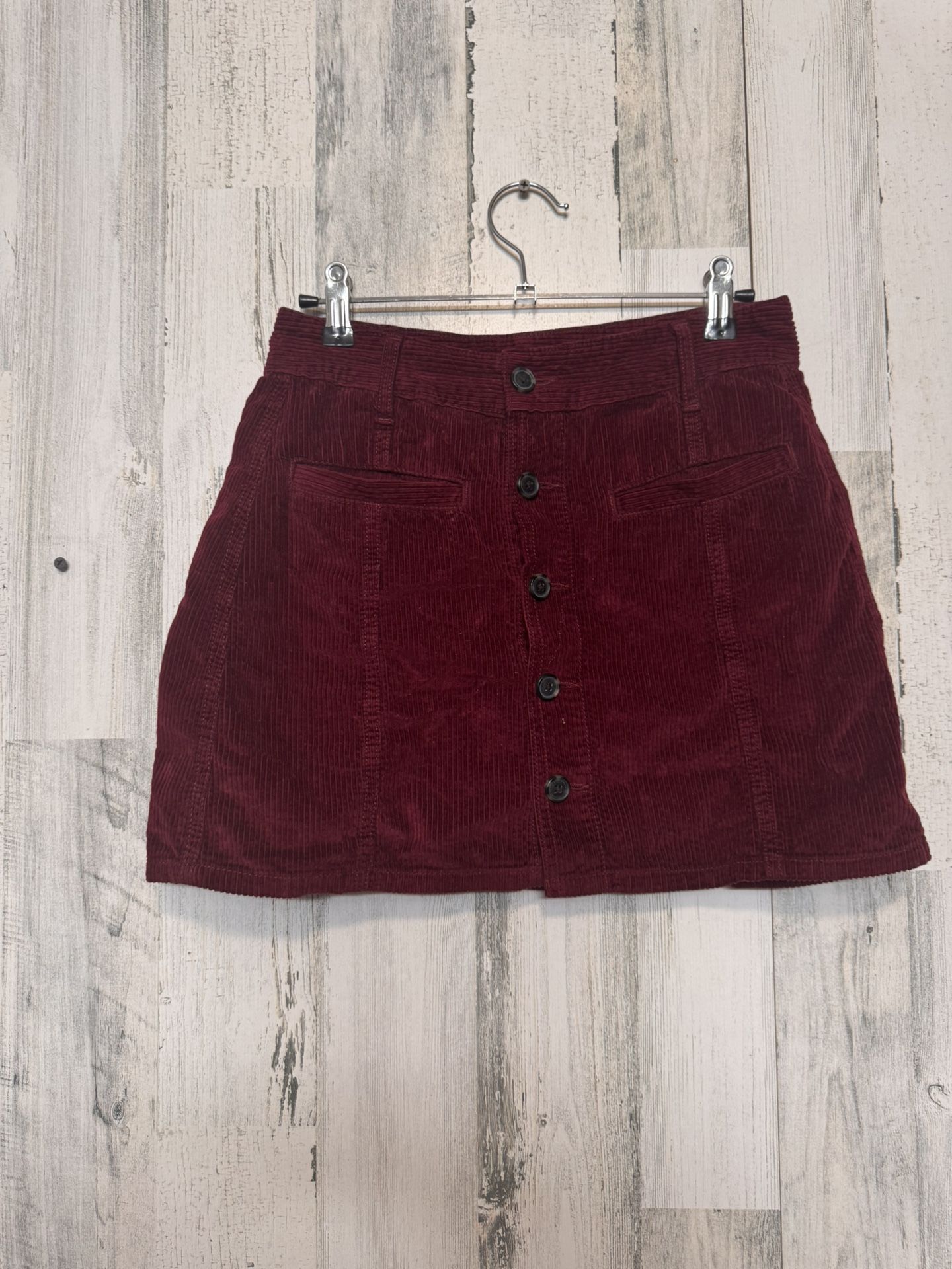 American Eagle Hi-Rise A-Line Burgundy Corduroy Mini Skirt 100% cotton