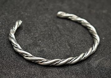 Vintage Southwestern Style Braided Sterling Cuff Bracelet 