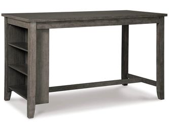 Gray counter height table w/ cubbys