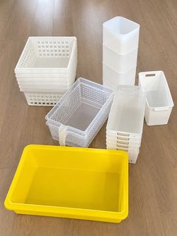18-Piece Plastic Storage Organizer Bins Set