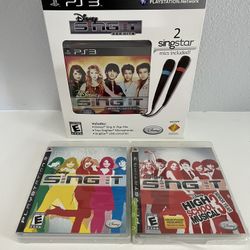 PS3 Disney Sing It Pop Hits Game with 2 Singstar Mics and 2 additional Sing It Games Included